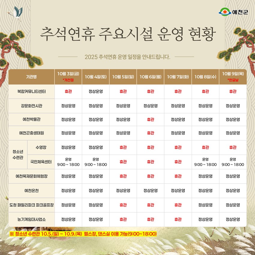 5.추석 명절 연휴 예천군 주요 안내사항❤️